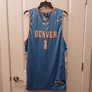 Adidas Blue and White Basketball Jersey